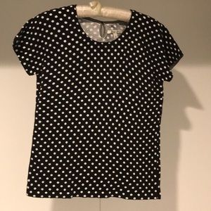 Black with white polka dots short sleeve sweater
